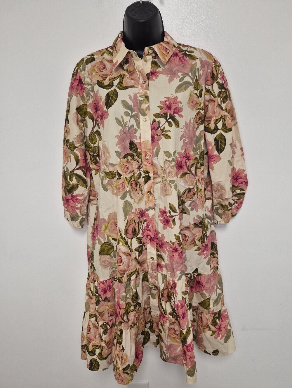 Johnny Was Jade 100% Cotton Floral Cottagecore Shirt Dress sz S L30323-6